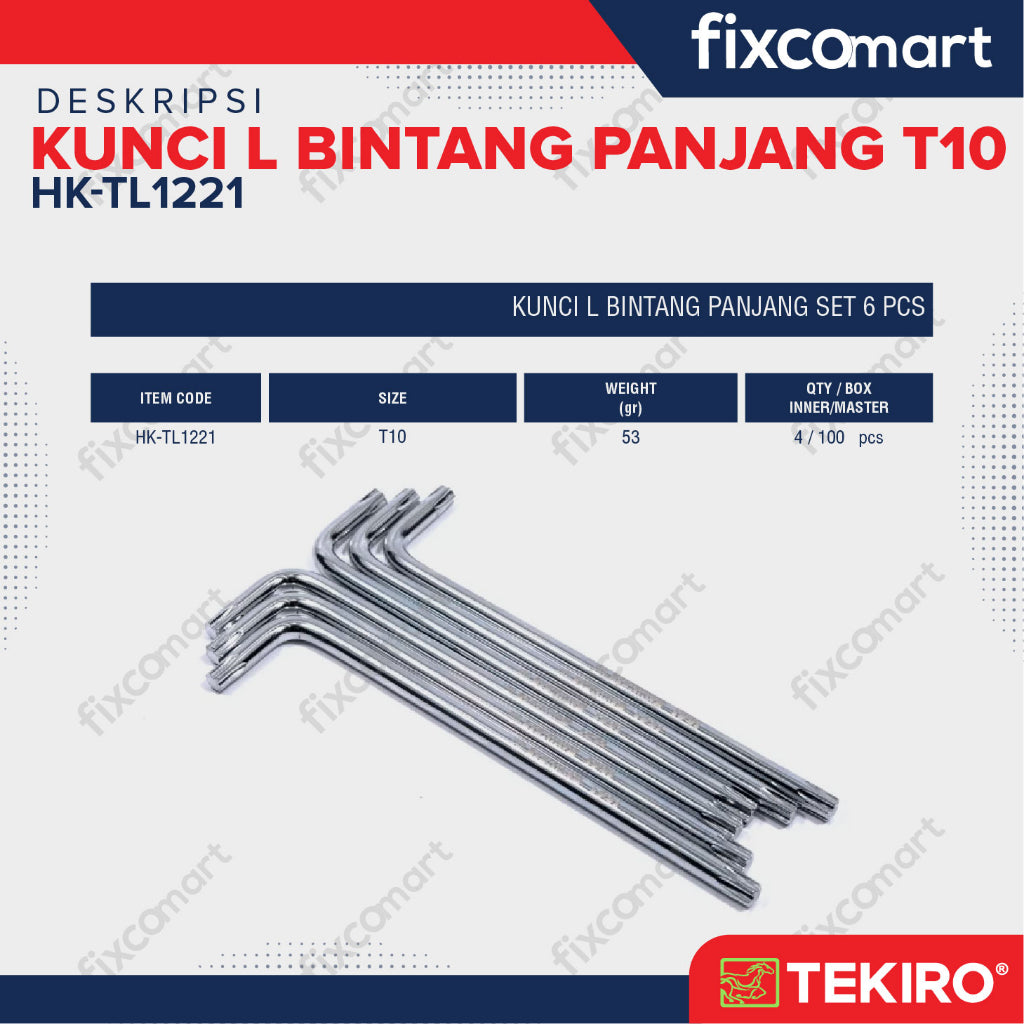 Tekiro Kunci L Bintang Panjang T10 / Tekiro Torx Key Long