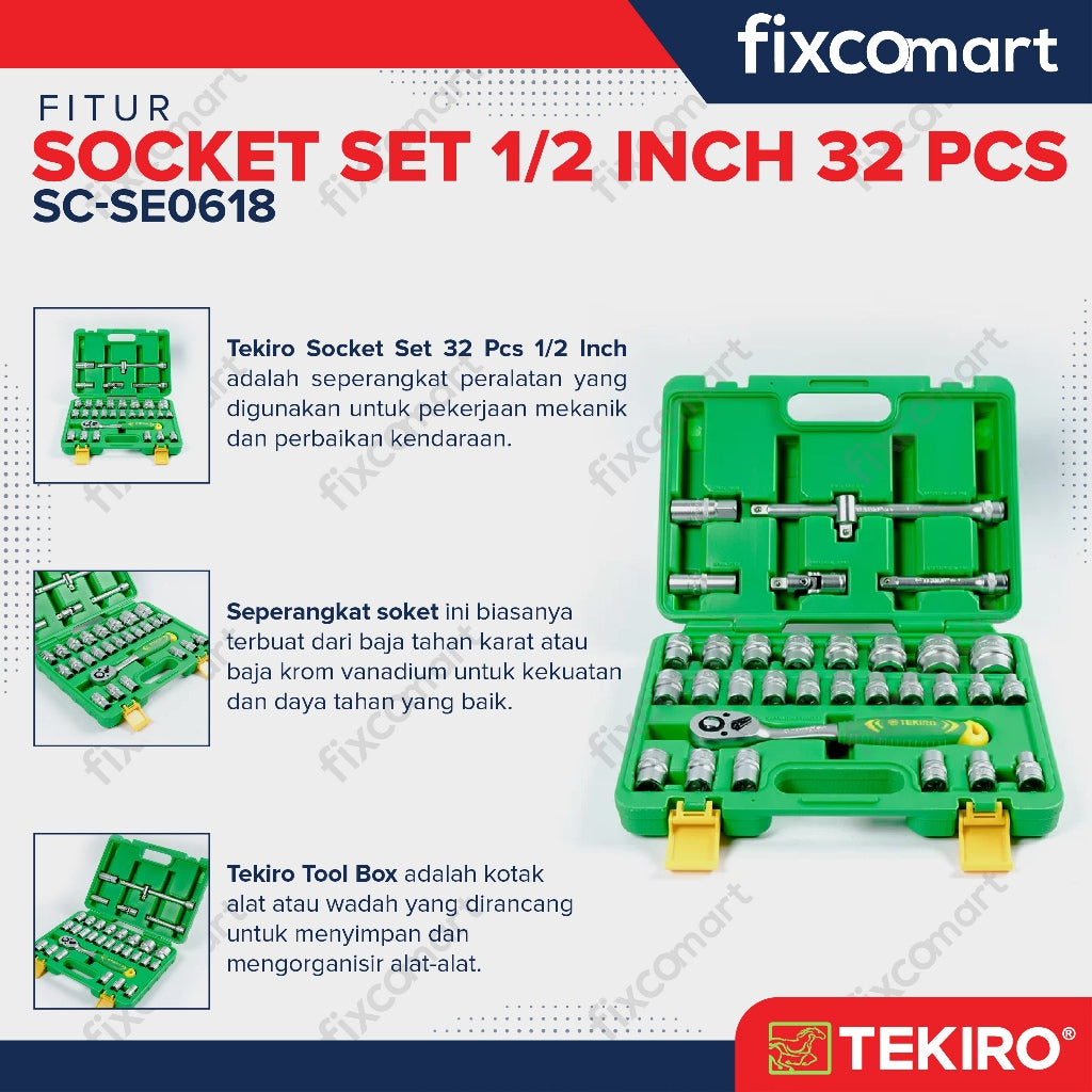 Tekiro Socket Set 1/2 Inch 32 Pcs (8-32 Mm) 6Pt / Tekiro Sock Set 32 Pcs