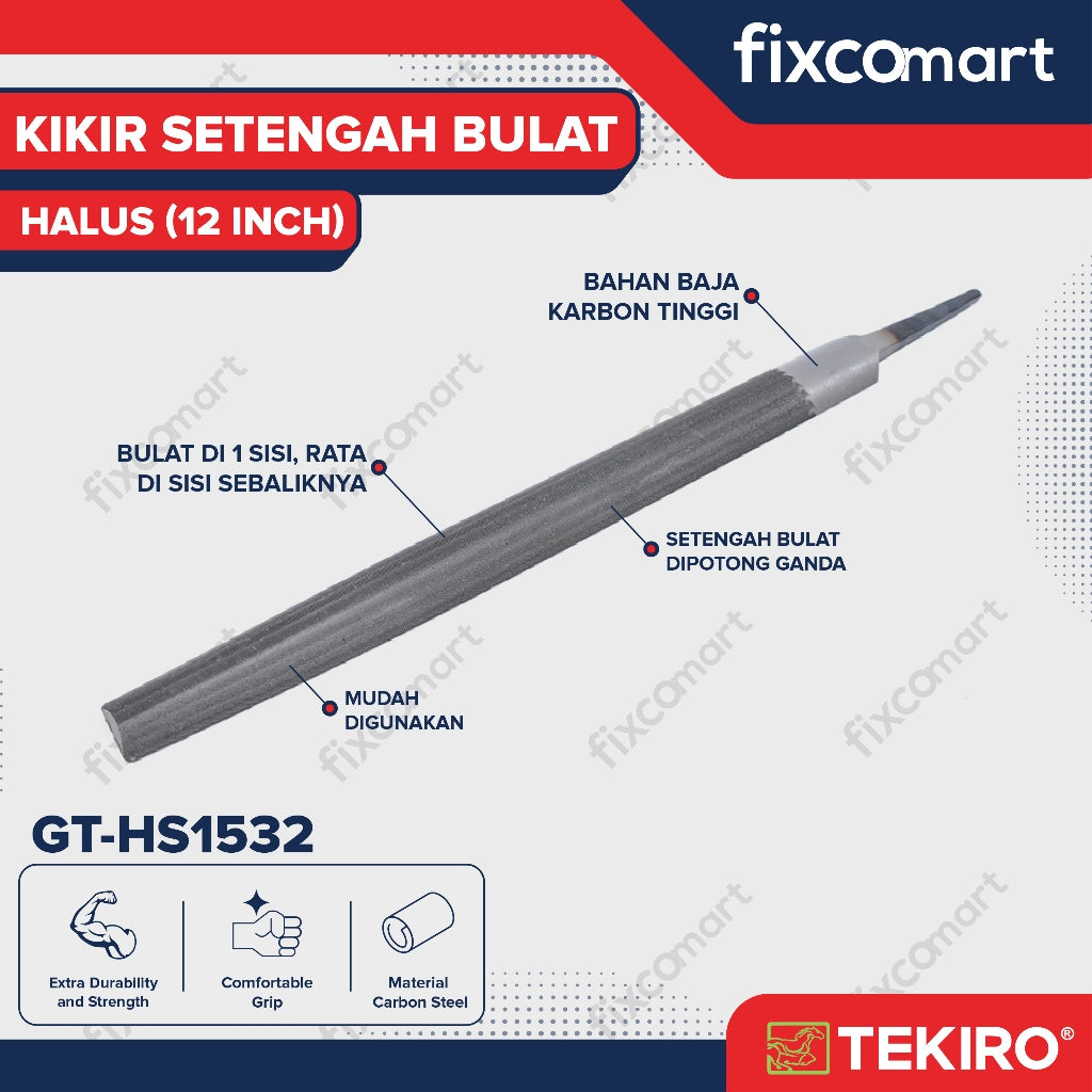 Tekiro Kikir Setengah Bulat 12 Inch / Kikir Halus