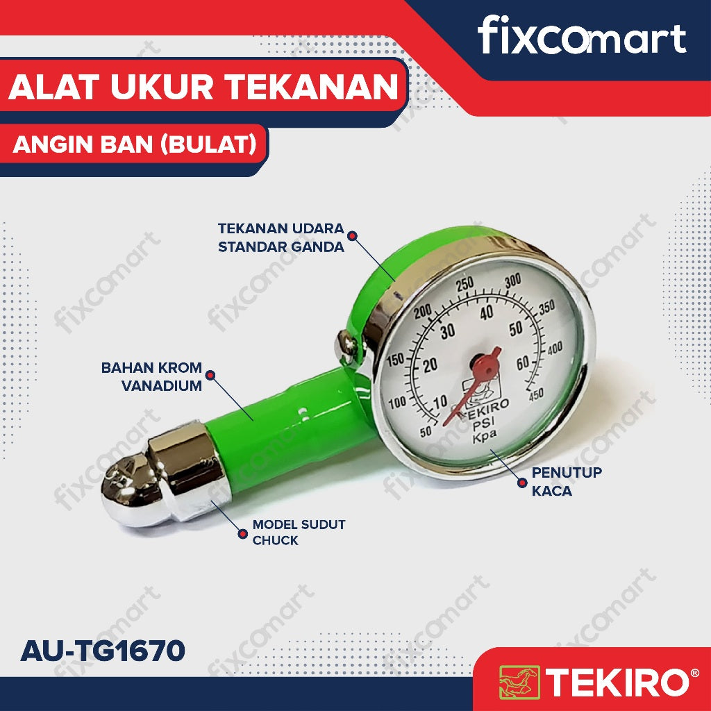 TEKIRO Ukuran Tekanan Angin Bulat 60 Psi - Tekiro Pressure Gauge