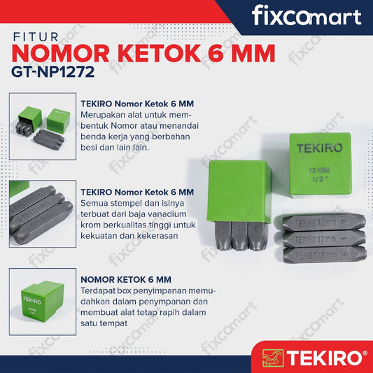 Number Punch Tekiro 6 mm / Nomor Ketok Tekiro 6 mm