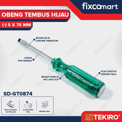Tekiro Obeng Tembus Hijau (-) 5 X 75 Mm / Tekiro Obeng Go Thru