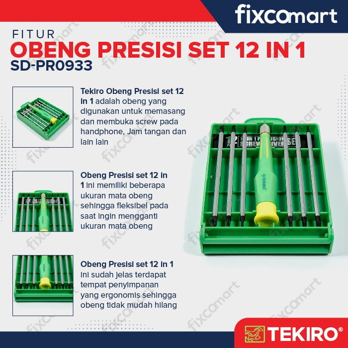 Tekiro Obeng Presisi Set 12 In 1 / Obeng Jam