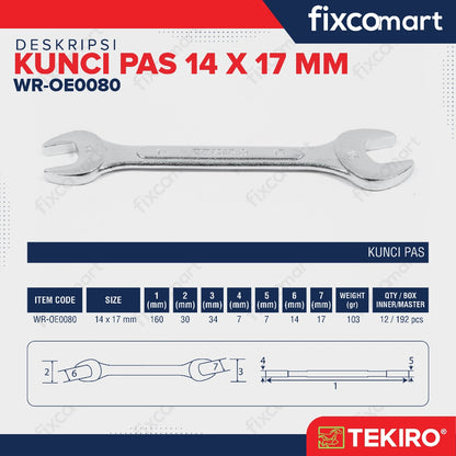 Tekiro Kunci Pas 17 X 19 mm - 14X17 MM