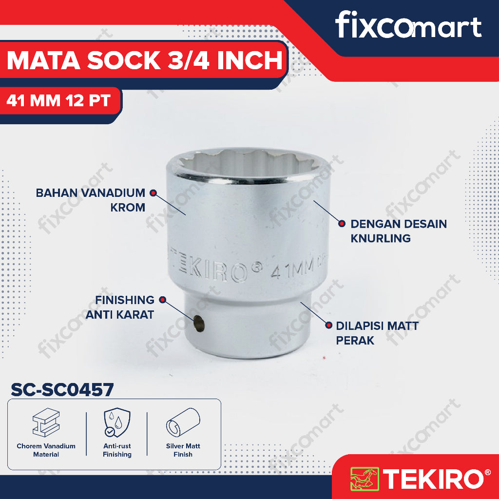 Tekiro Socket 3/4 inch 41 mm 12 PT / Mata Sock 3/4 Inch