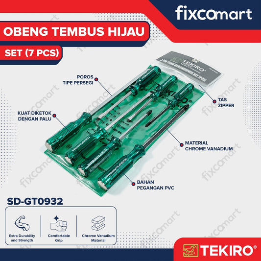 Tekiro Obeng Set 7 Pcs Tembus Hijau / Tekiro Obeng Go Thru
