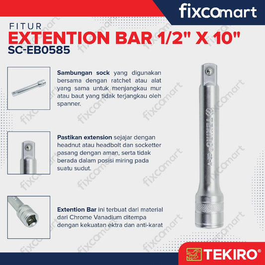 Tekiro Extention Bar 1/2 X 10 Inch / Tekiro Sambungan Mata Sock