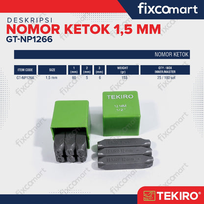 Tekiro Nomor Ketok 1,5 Mm / Tekiro Punch Number