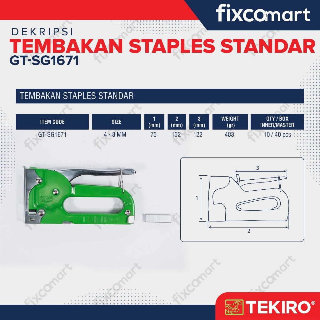 Tekiro Tembakan Staples Standar (4-8 mm) / Tekiro Staples Gun Tracker