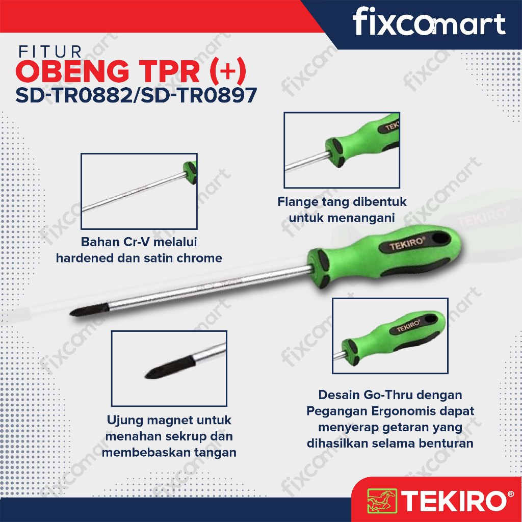 Tekiro TPR Screwdriver / Obeng TPR (+) PH2X125mm 6
