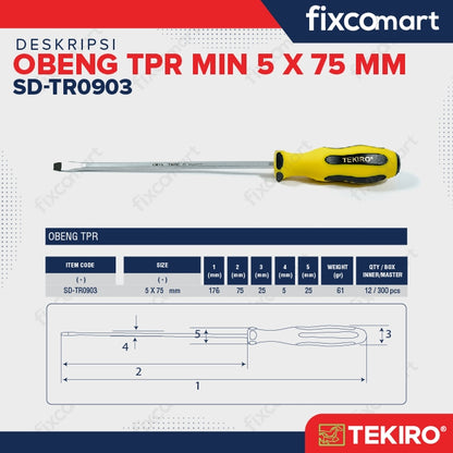 TEKIRO Obeng TPR (-) 5 X 75 mm