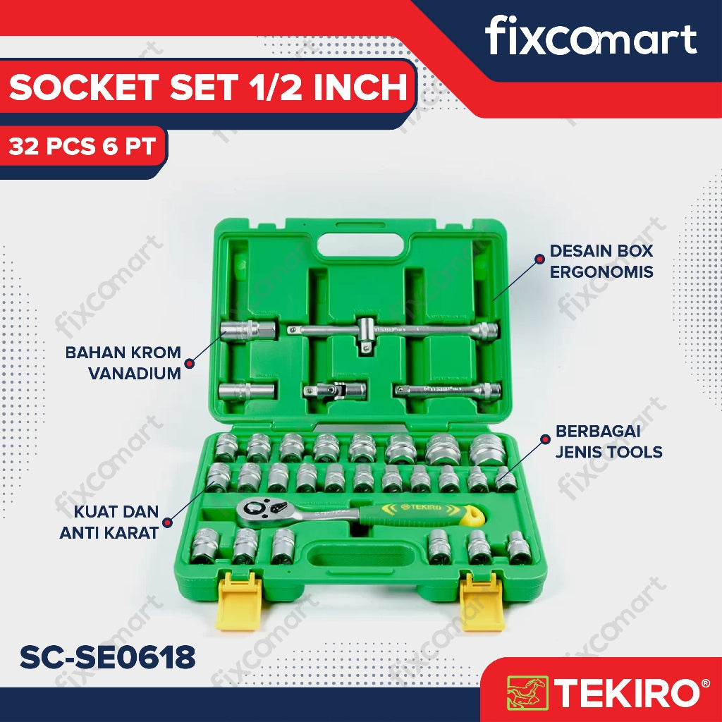 Tekiro Socket Set 1/2 Inch 32 Pcs (8-32 Mm) 6Pt / Tekiro Sock Set 32 Pcs