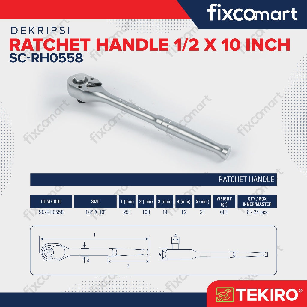 Tekiro Ratchet Handle 1/2 X 10 Inch / Tekiro Gagang Ratchet
