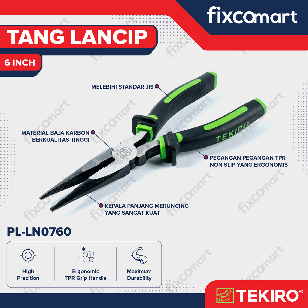 TEKIRO TANG KOMBINASI / LANCIP / POTONG LINESMAN / LONG NOSE /  DIAGONAL PLIERS 6 - 7 INCH
