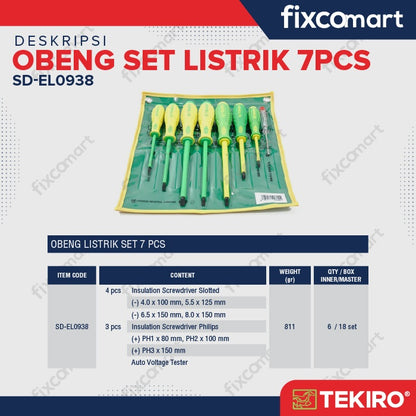Tekiro Obeng Listrik Set 7 Pcs / Tekiro Obeng Set