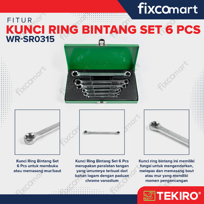 Tekiro Kunci Ring Bintang Set 6 Pcs / Tekiro Star Wrench