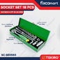 Tekiro Socket Set 18 Pcs 3/8 inch 6-22 mm 6PT / Sock Set