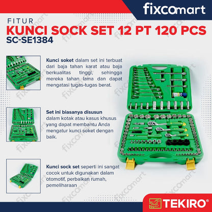 Tekiro Socket Set 1/4-3/8-1/2 Inch 120 Pcs 12Pt / Tekiro Sock Set 120 Pcs