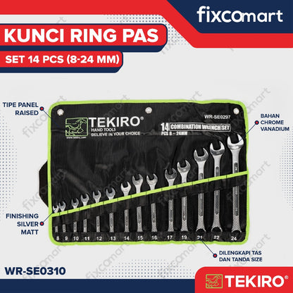 Tekiro Combination Wrench Set / Kunci Ring Pas Set 14 Pcs (8-24 Mm)