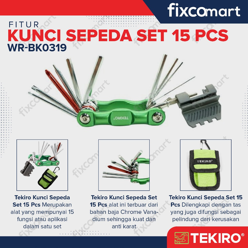 Tekiro Kunci Sepeda Lipat Set 15 Pcs / Bike Tool Kit
