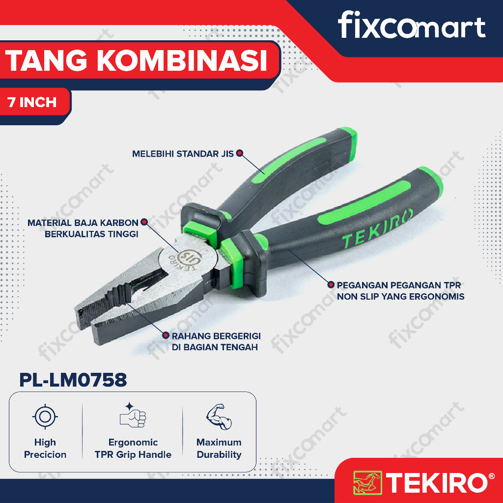 TEKIRO TANG KOMBINASI / LANCIP / POTONG LINESMAN / LONG NOSE /  DIAGONAL PLIERS 6 - 7 INCH