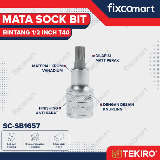 Tekiro Mata Sock Bit Bintang 1/2 Inch T40 - Tekiro Star Bit Socket
