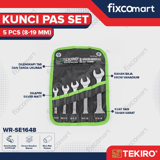 Tekiro Kunci Pas Set 5 Pcs (8-19 Mm) / Tekiro Open End Wrench Set