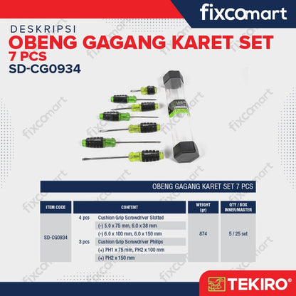 Tekiro Obeng Set Gagang Karet 7 Pcs / Cushion Grip