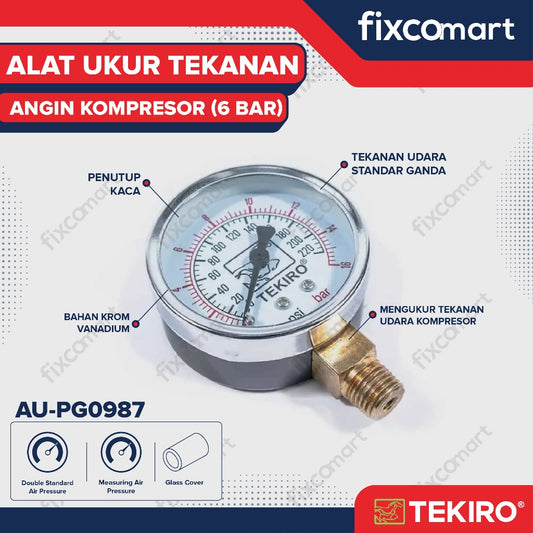Alat Ukur Tekanan Ban Tekiro / Pressure Gauge 6 Bar