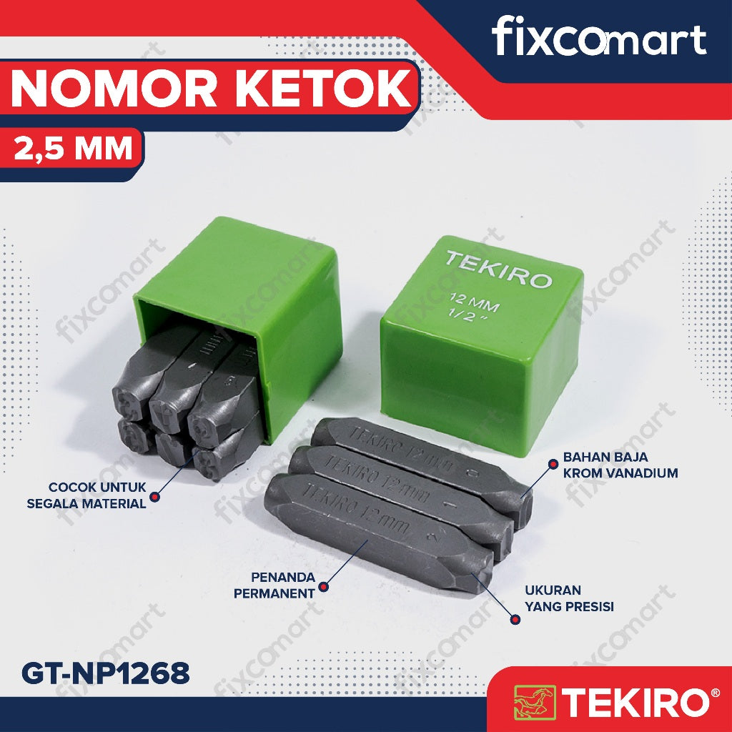Nomor Ketok Tekiro 2.5 mm / Ketok Nomor Tekiro