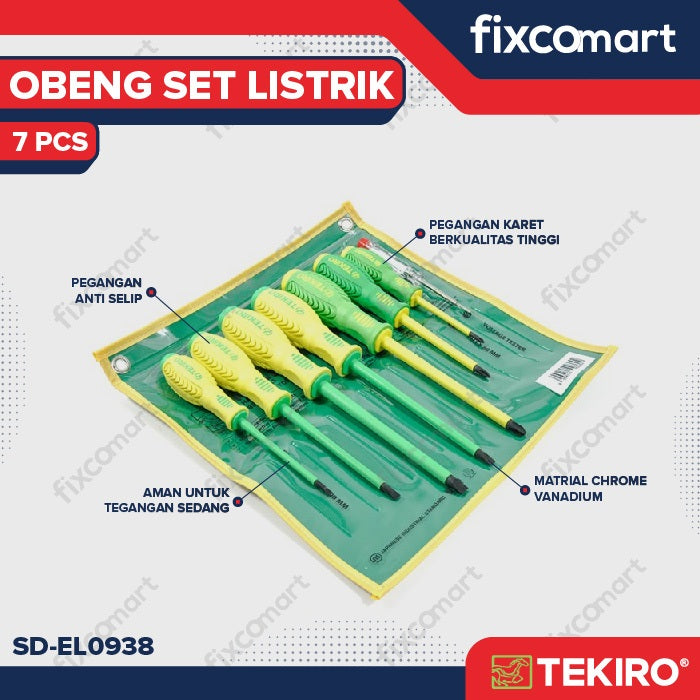 Tekiro Obeng Listrik Set 7 Pcs / Tekiro Obeng Set