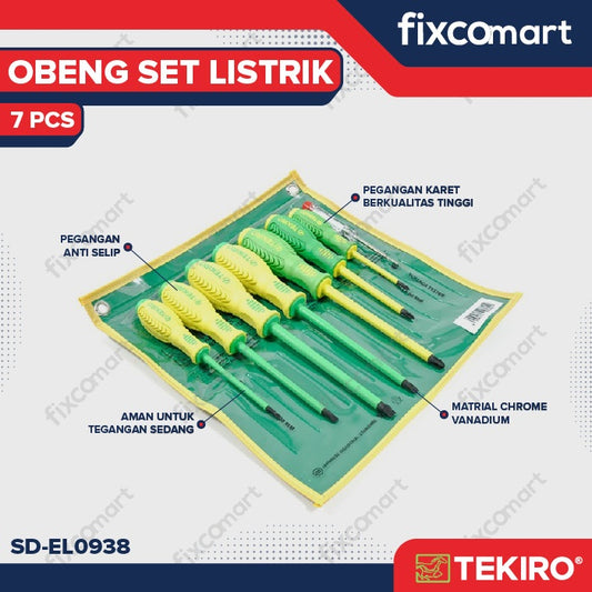 Tekiro Obeng Listrik Set 7 Pcs / Tekiro Obeng Set