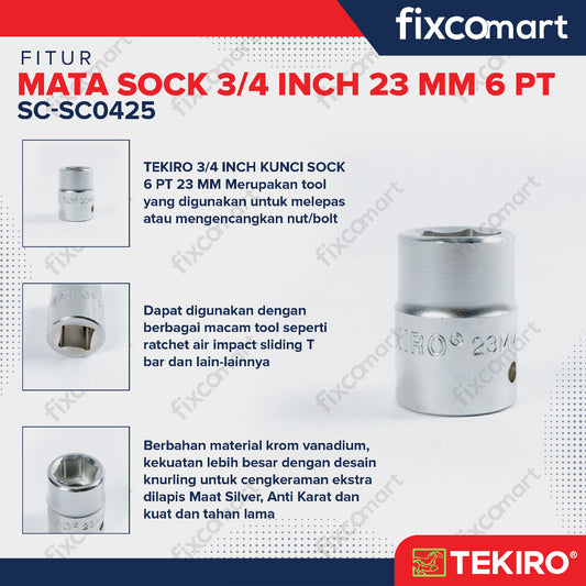 Tekiro Socket 3/4 inch 23 mm 6 PT / Mata Sock 3/4 Inch