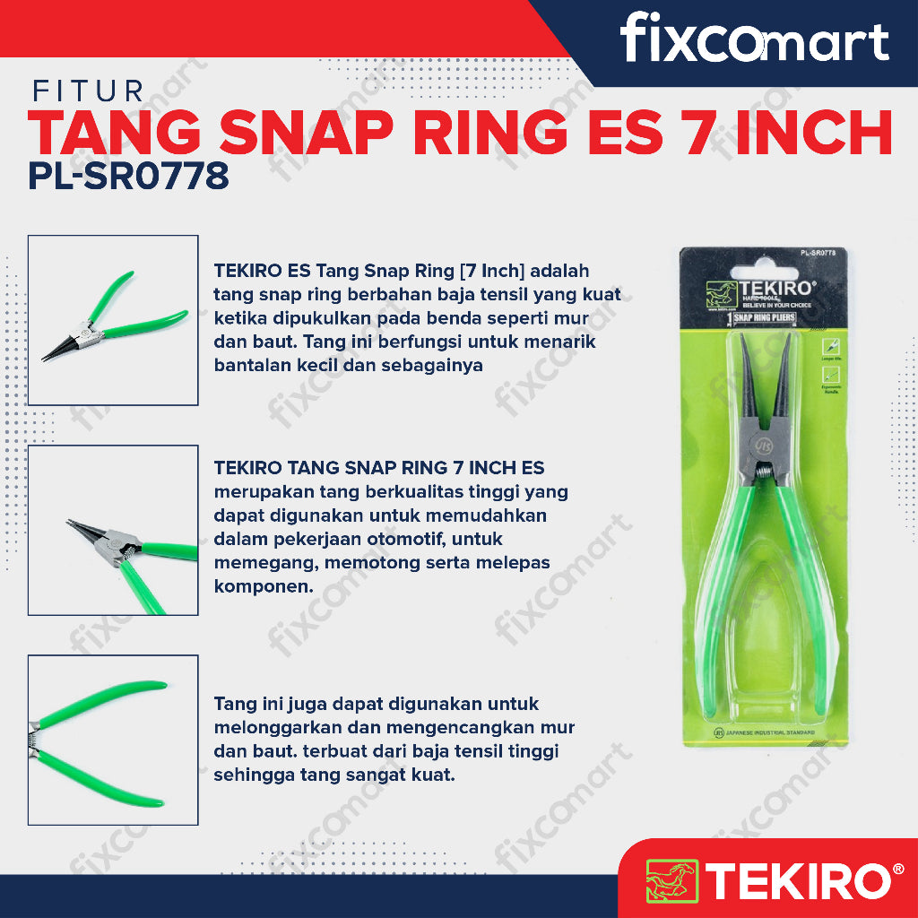 Tekiro Tang Snap Ring Tekan Buka Es 7 Inch