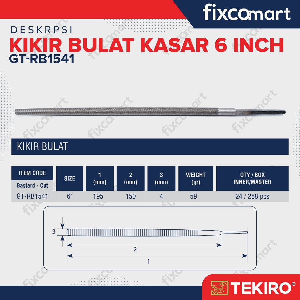 Tekiro Kikir Bulat Kasar 6 Inch