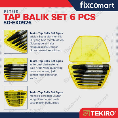 Tekiro Tap Balik Set 6 Pcs / Screw Extractor / Tang Snei
