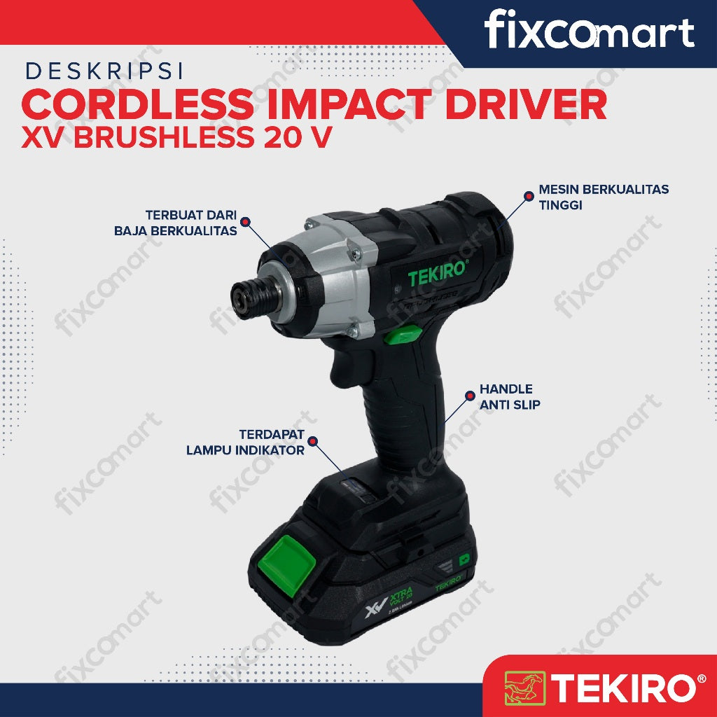 Tekiro Mesin Bor XV 20 V Brushless Cordless Impact Driver