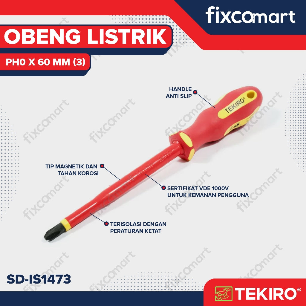 Tekiro Obeng Listrik (+) PH0 X 60 mm / Tekiro Obeng Plus