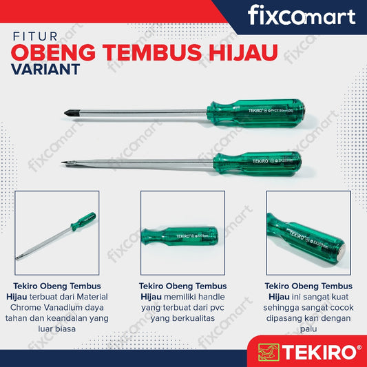 Tekiro Obeng Tembus Hijau (+) Ph2 X 150 Mm / Tekiro Obeng Go Thru