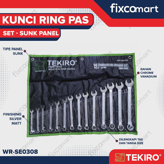 Tekiro Combination Wrench Set / Kunci Ring Pas Set 11 Pcs (8-24 Mm) Sunk Panel