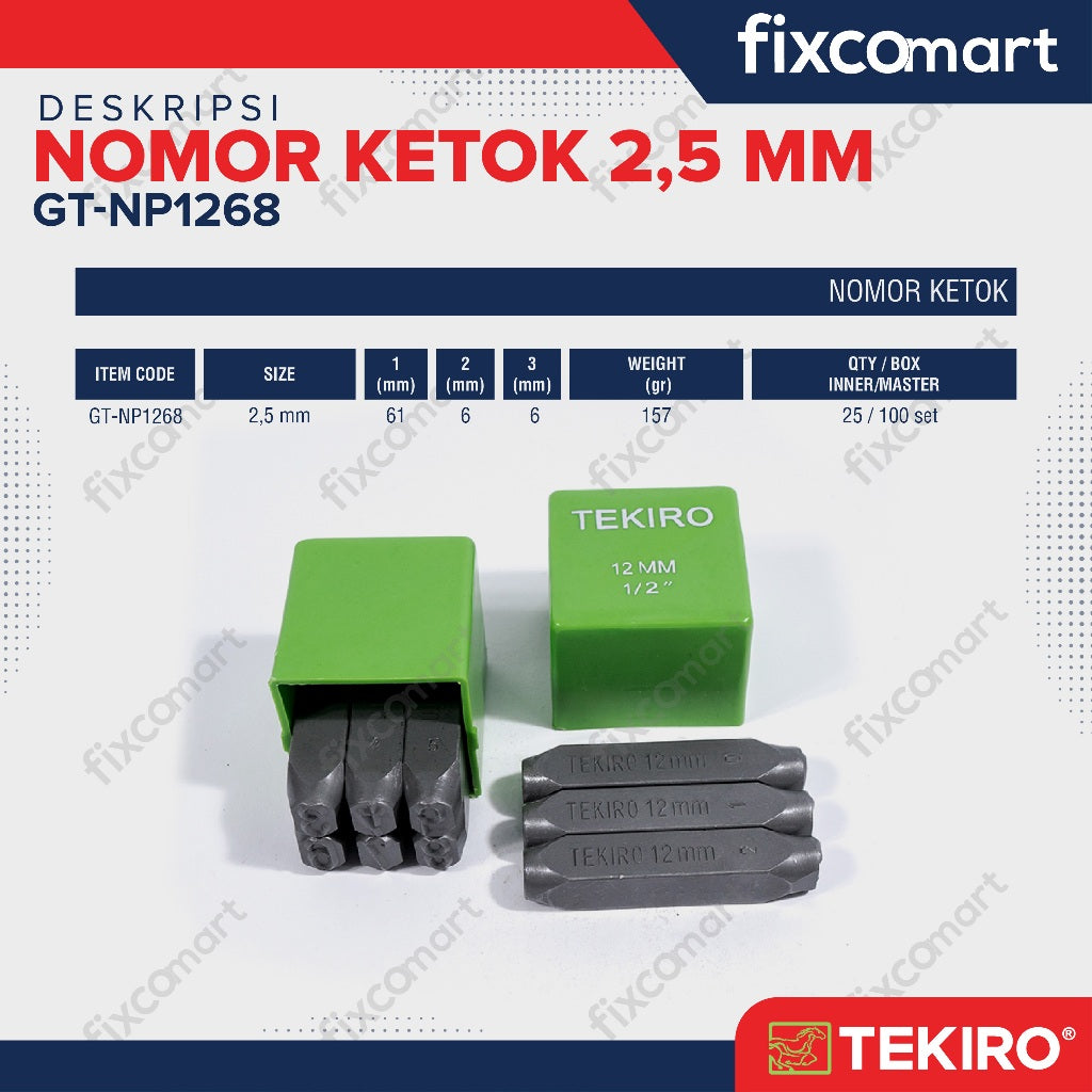 Nomor Ketok Tekiro 2.5 mm / Ketok Nomor Tekiro
