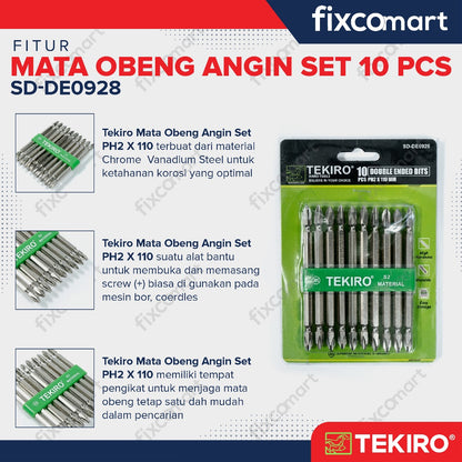 Tekiro Mata Obeng Angin Set 10 Pcs Ph2 X 110