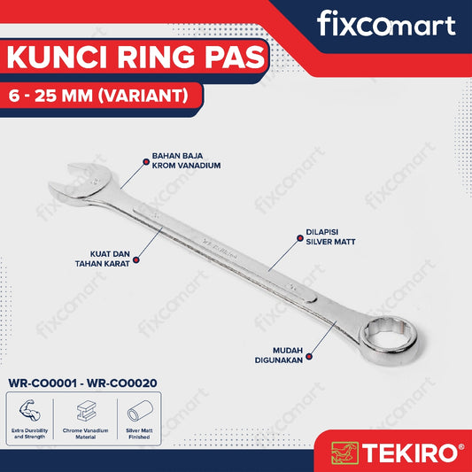 FIXCOMART - Tekiro Kunci Ring Pas mm (Metric) / Combination Wrench 6 - 25 mm