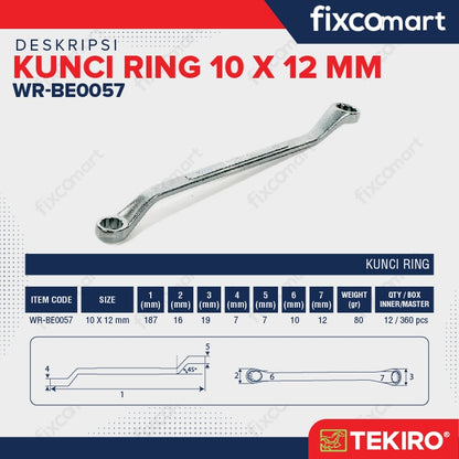 Tekiro Box End Wrench / Tekiro Kunci Ring 10 X 12 MM
