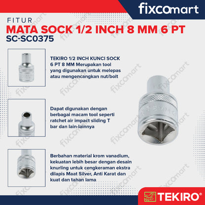 Tekiro Mata Sock 1/2 Inch 8 mm 6PT