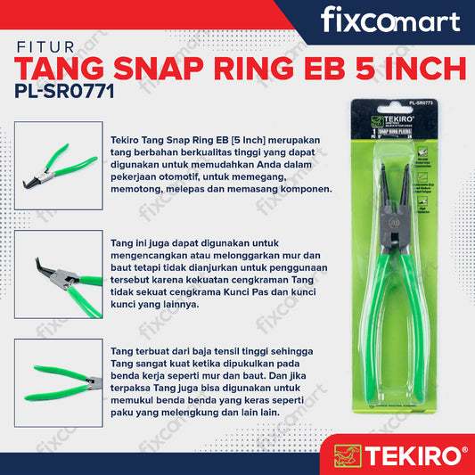 Tekiro Tang Snap Ring Eb 5 Inch / Tang Jepit Tutup Bengkok