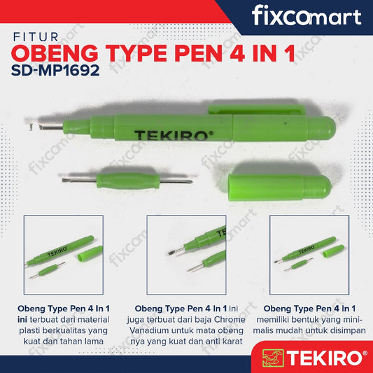 Tekiro Obeng Type Pen 4 In 1 / Tekiro Obeng Mini