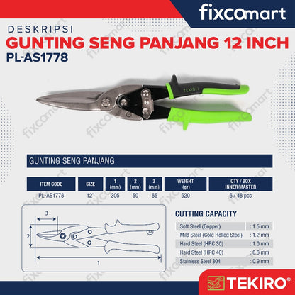Tekiro Aviation Snips Long Pliers / Gunting Seng Tipe Panjang 12 Inch