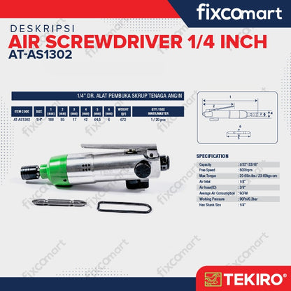 Tekiro Air Screwdriver 1/4 Inch / Alat Obeng Angin