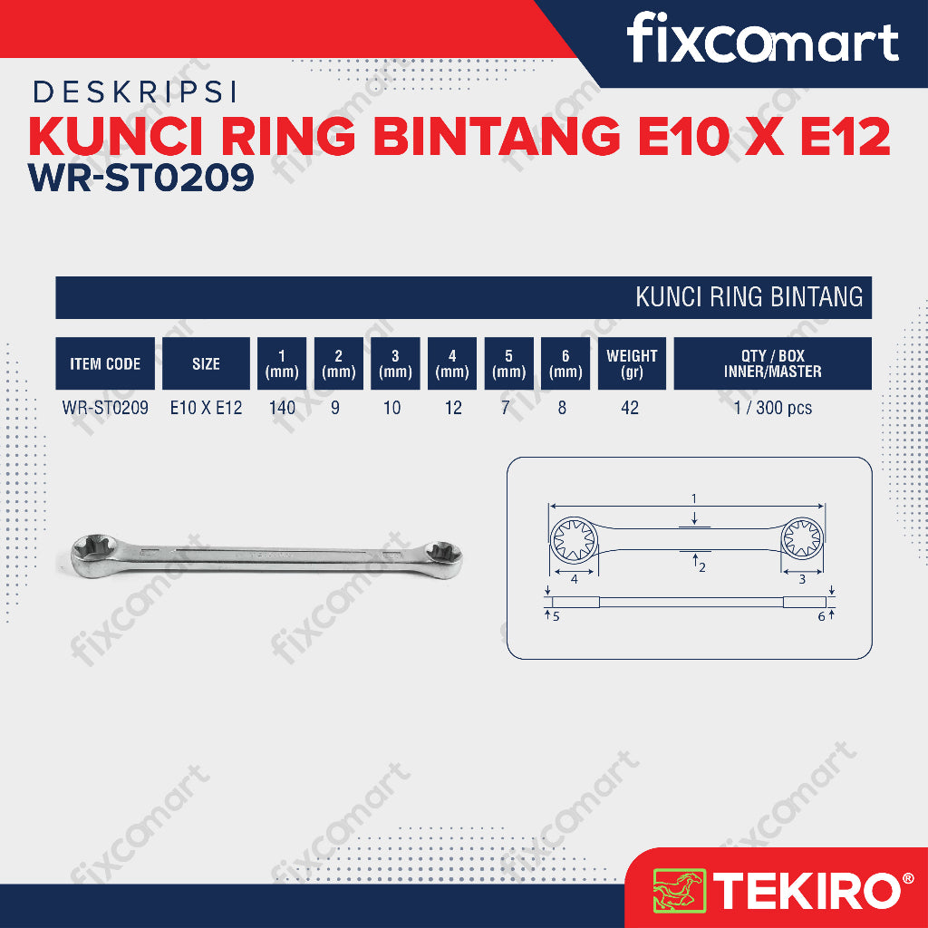 Tekiro Kunci Ring Bintang E10XE12 / Star Wrench E10XE12